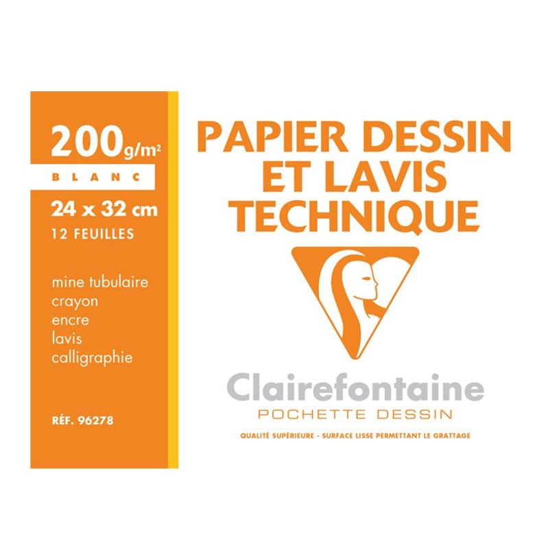 3329680962789-Clairefontaine Fine Arts - Pochette papier à dessin - 12 feuilles - 24 x 32 cm-P_999991231_1-0