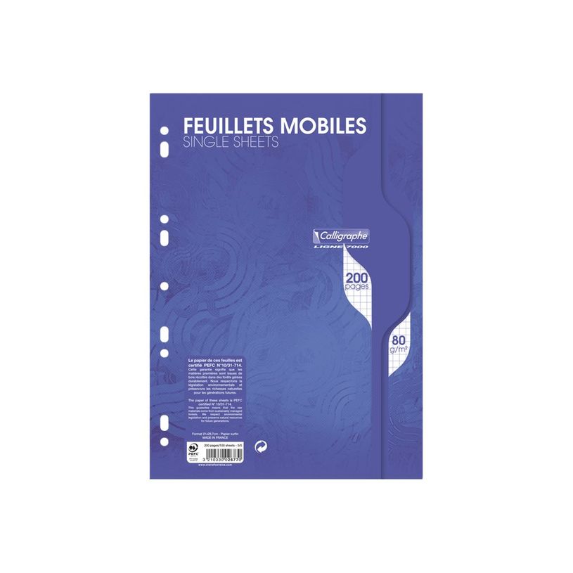 3210330026770-Calligraphe - feuilles simples A4 - 200 pages - petits carreaux (5x5 mm) - perforées-P_999991267_1-0