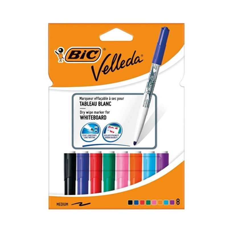 3086120017484-BIC VELLEDA 1741 - Pack de 8 marqueurs effaçables - pointe ogive - couleurs assorties-P_999991524_11-0