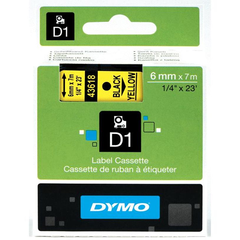 5411313436182-Dymo D1 - Ruban d'étiquettes auto-adhésives - 1 rouleau (6 mm x 7 m) - fond jaune écrit-P_999992951_5-0