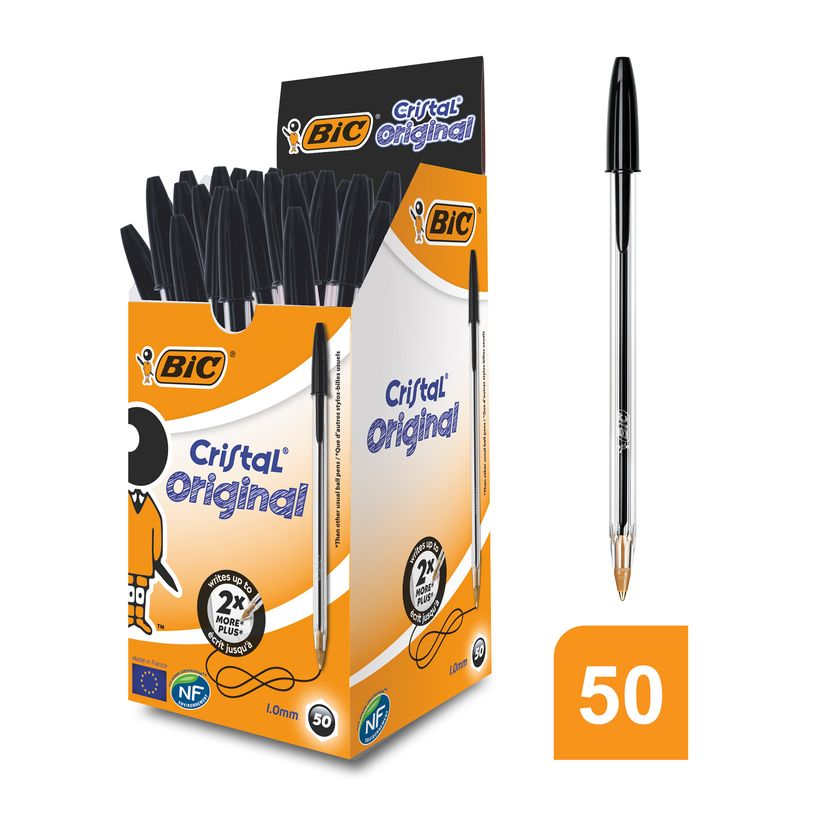 0400999996511-BIC Cristal - 50 Stylos à bille - noir - 1 mm - pointe moyenne-P_99999651_1-0