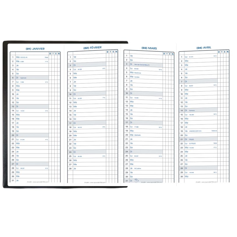 0400999997440-Agenda de poche Impala Anoslim - 4 mois par page - 7,5 x 20 cm - bleu - Quo Vadis-P_99999744_2-1