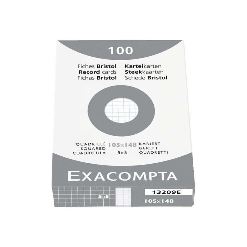 3020122340232-Exacompta - Pack de 100 Fiches Bristol - 10,5 x 14,8 cm - petits carreaux - non perforées -P_99999780_1-0