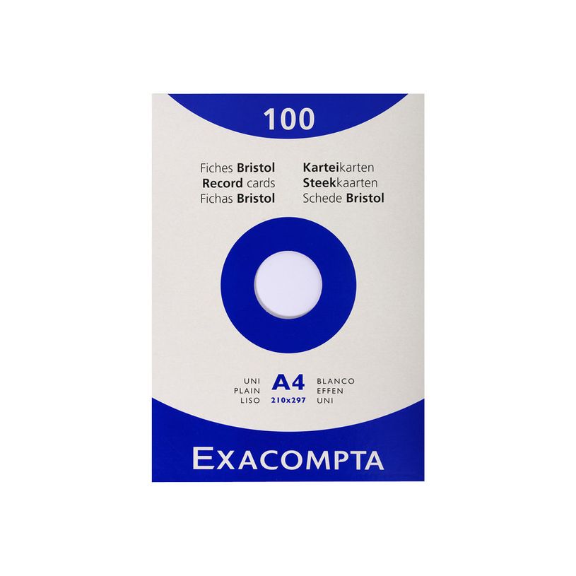 3130630133063-Exacompta - Pack de 100 Fiches Bristol - A4 - unies - non perforées - blanc-P_99999794_1-0