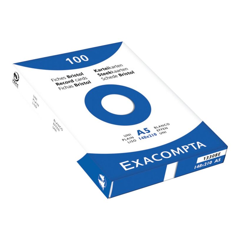 3130630133087-Exacompta - Pack de 100 Fiches Bristol - A5 - unies - non perforées - blanc-P_99999795_1-0
