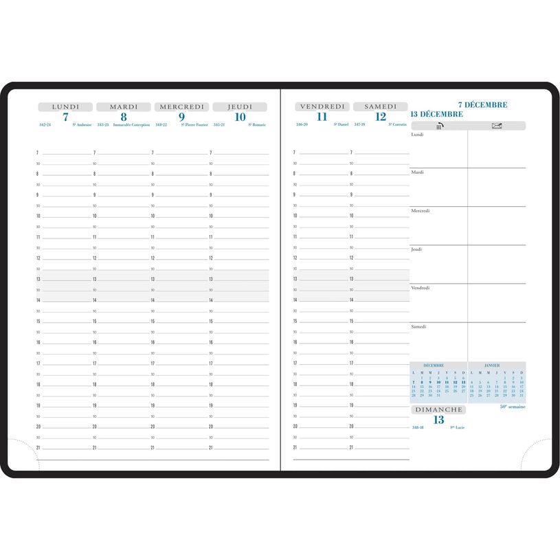 3660942002196-Agenda Barbara Horizons 20 - 1 semaine sur 2 pages - 15 x 21 cm - disponible dans différentes couleurs--3
