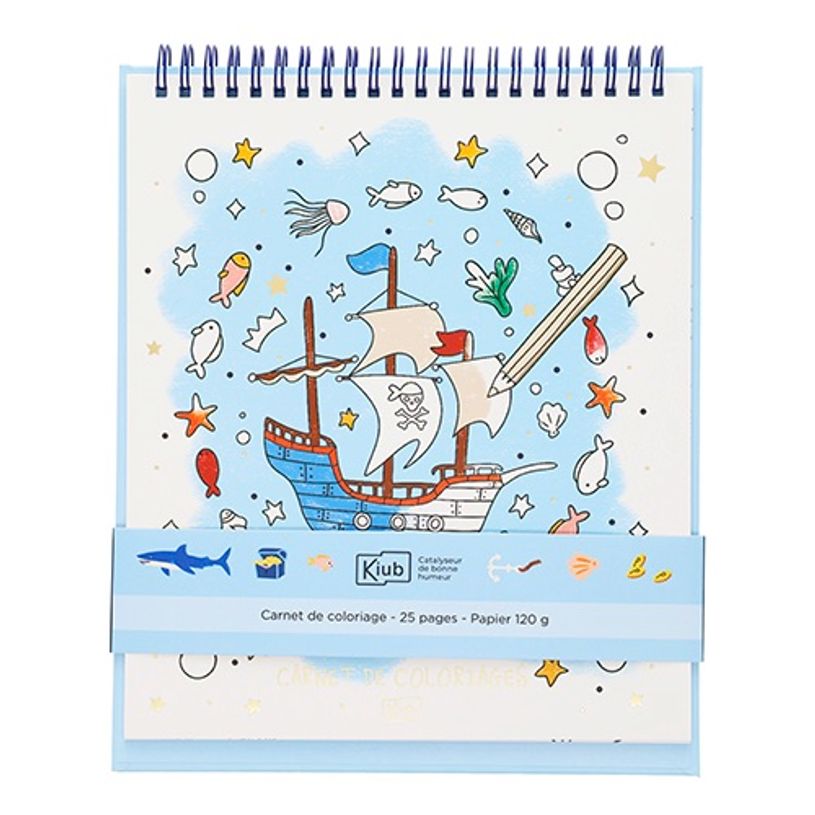 3700572804910-Kiub - Carnet de coloriage pirate 21x25,4 coll les petits--0