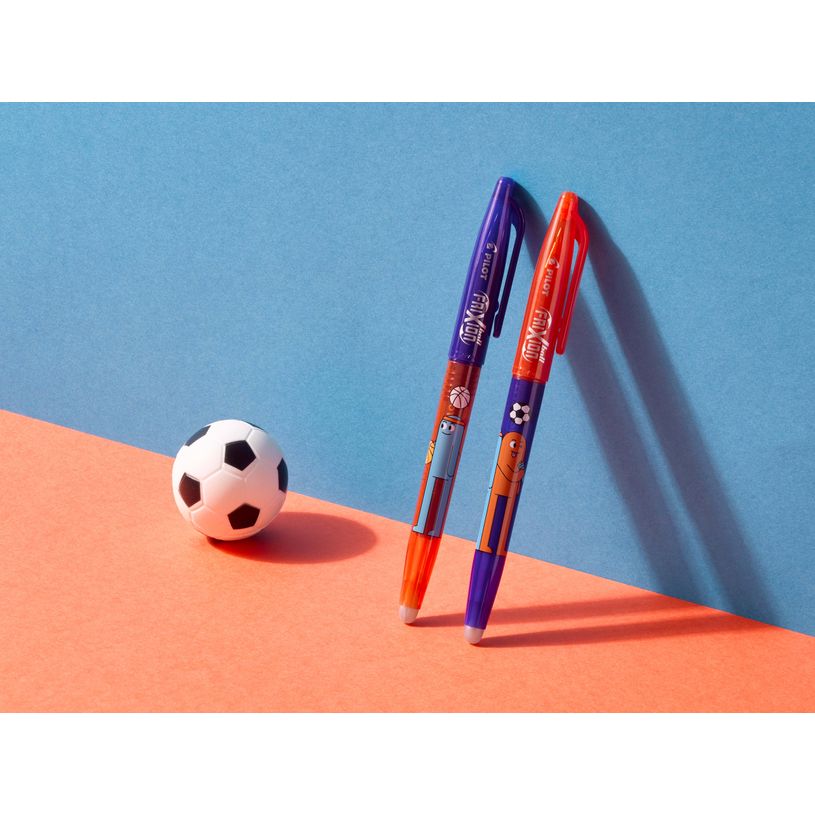 4902505693793-Pilot – FriXion Ball Friends – Stylo effaçable – Encre bleue – Pointe moyenne – Corps orange--1