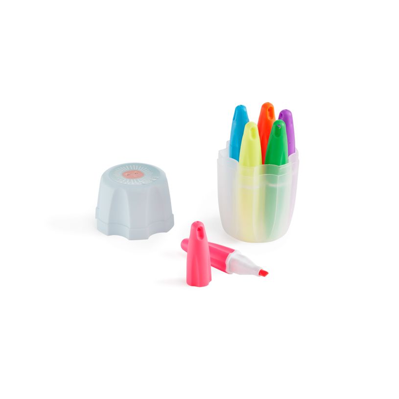 8422593112861-Set de 6 mini surligneurs dans une boîte fleur motif lapin - couleurs variées - format mini--2