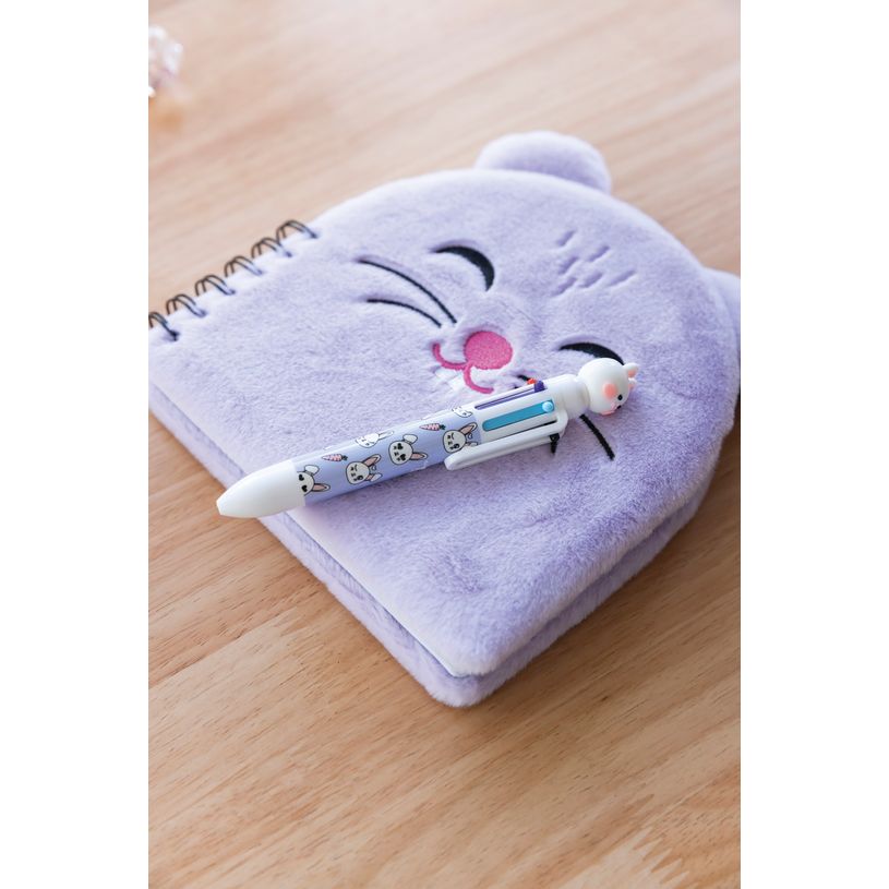 8422593119174-Stylo 6 couleurs vert avec tête de lapin 3D - motifs lapins et carottes - changement en un clic--2