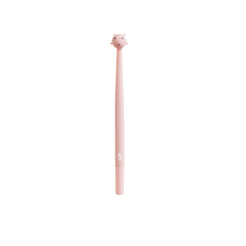 8422593119242-Stylo rose corps rond avec tête de girafe 3D - encre bleue - léger et au design mignon--0