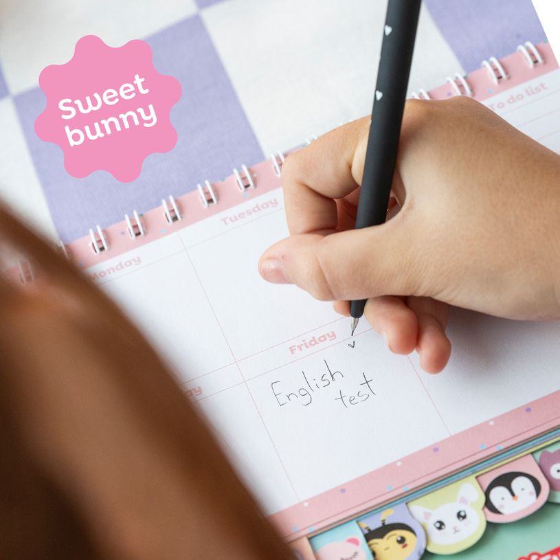 8422593120262-Crayon mécanique Back2Fun 0,5 mm 2B - motif lapin noir décoré de cœurs - recharge de 12 mines.--6