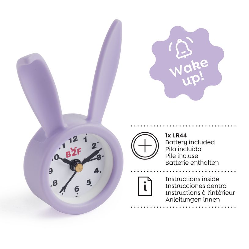8422593132692-Réveil lapin Back2Fun - format mini - idéal apprentissage de l’heure - pile incluse--2