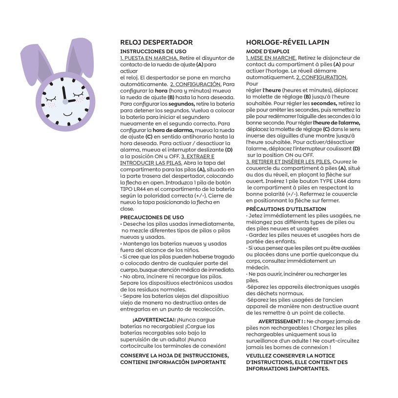 8422593132692-Réveil lapin Back2Fun - format mini - idéal apprentissage de l’heure - pile incluse--6