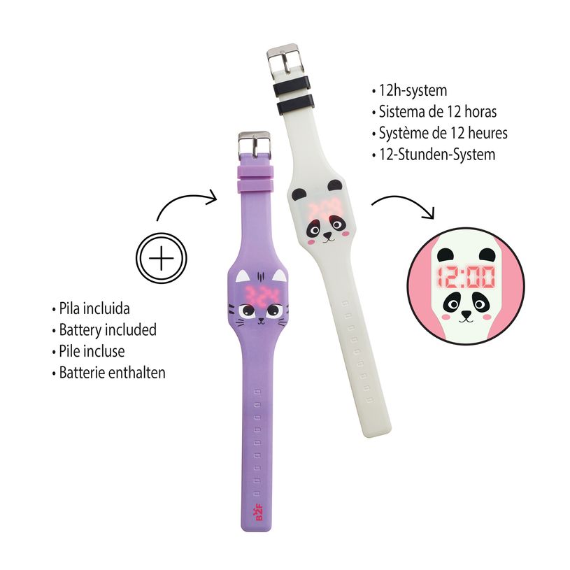 8422593132845-Montre panda Back2Fun - design kawaii en silicone - affichage 12 h - pile incluse--2