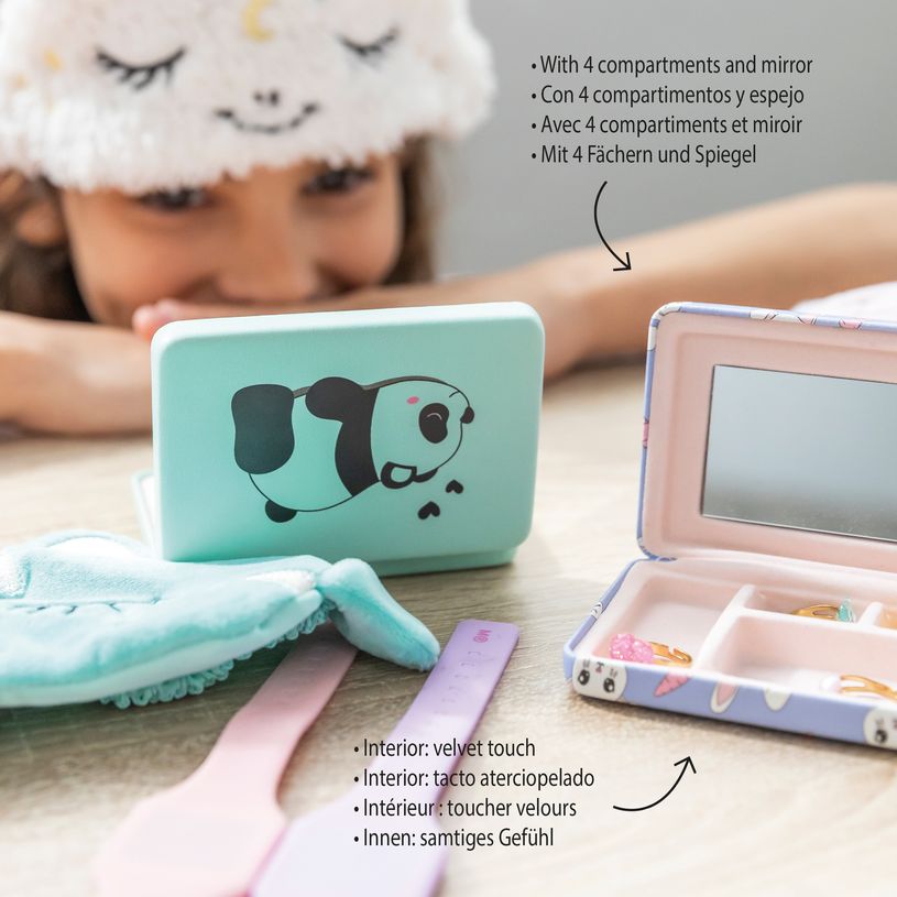 8422593133101-Boîte à bijoux motif pattes de chat Back2Fun avec 4 compartiments - miroir intégré et intérieur ve--2