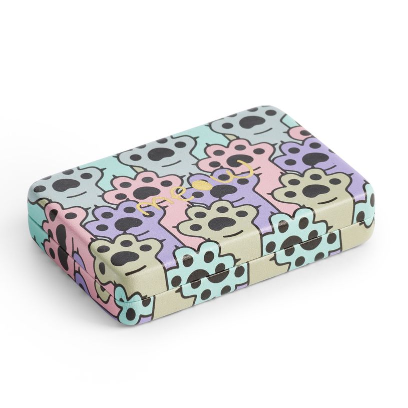 8422593133101-Boîte à bijoux motif pattes de chat Back2Fun avec 4 compartiments - miroir intégré et intérieur ve--0