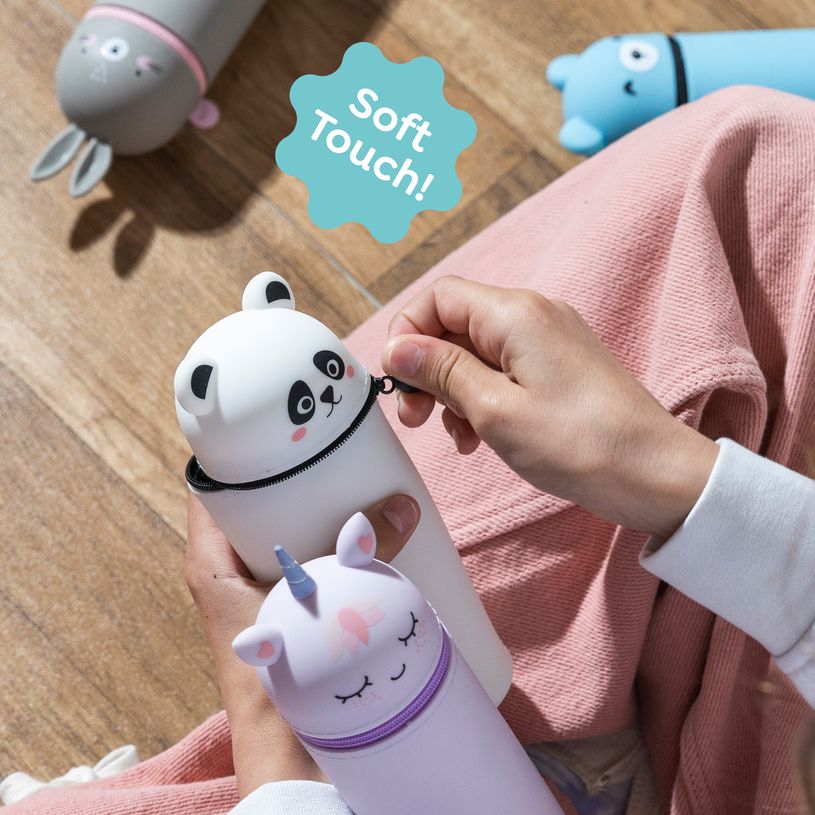 8422593190333-Trousse Panda Back2Fun en silicone - 2‑en‑1 : trousse et pot à crayons - pratique pour l’école et les --3