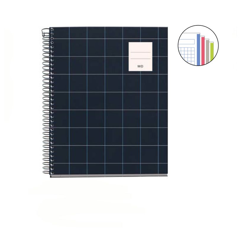 8422593043561-Cahier Miquelrius A5 noir - 100 feuilles 70 g/m² - quadrillé 5×5 - spirale - microperforé 2 trous - pour les--1