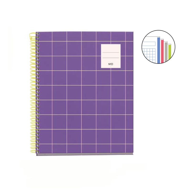 8422593043608-Cahier Miquelrius A5 violet - 100 feuilles 70 g/m² - quadrillé 5×5 - spirale - microperforé 2 trous - pour les n--1