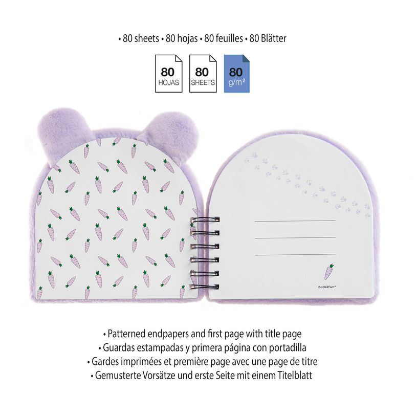 8422593082423-Carnet peluche panda Back2Fun avec visage brodé - format carré 160 pages lignées papier 80 g/m²--2