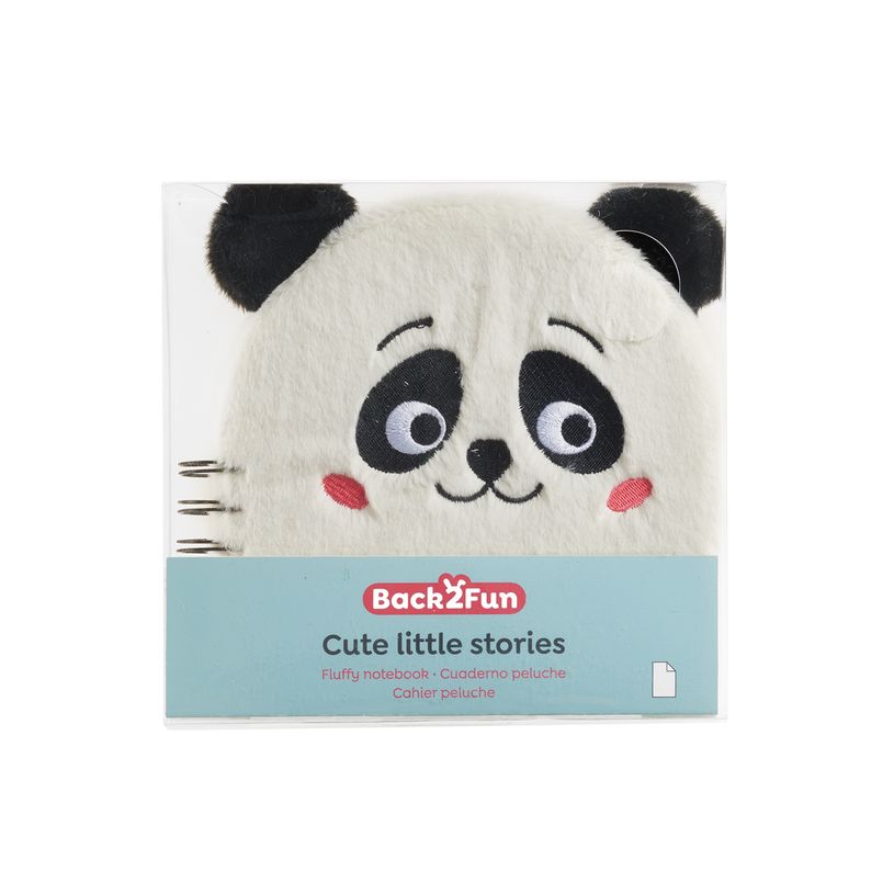 8422593082423-Carnet peluche panda Back2Fun avec visage brodé - format carré 160 pages lignées papier 80 g/m²--4
