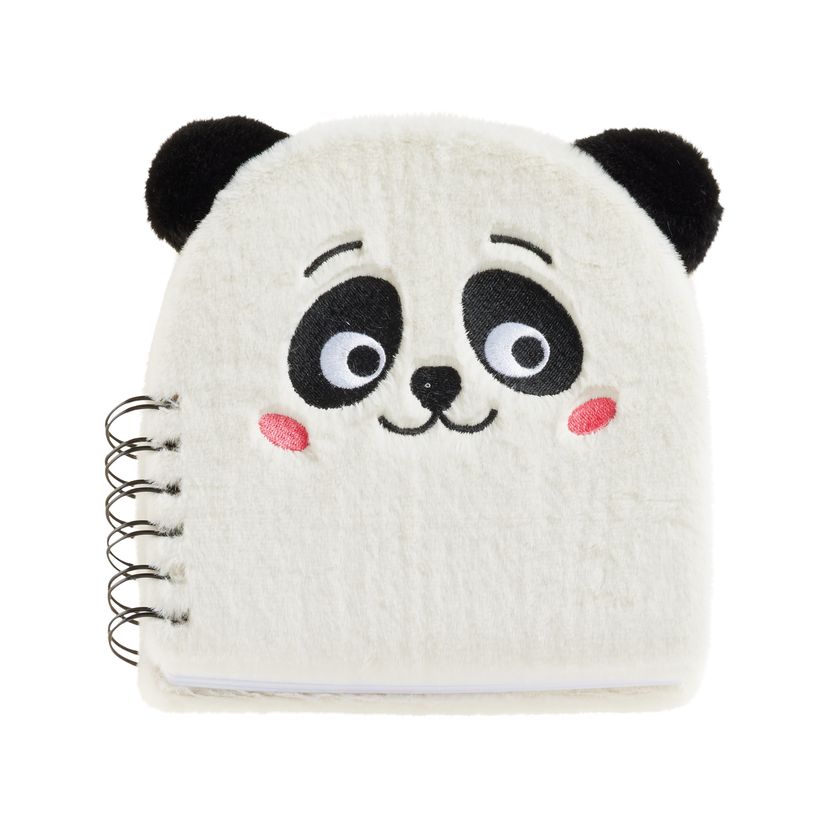 8422593082423-Carnet peluche panda Back2Fun avec visage brodé - format carré 160 pages lignées papier 80 g/m²--0