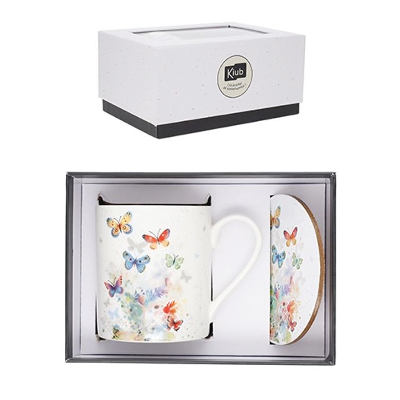 3701763901227-Kiub - Coffret Mug 280 ml avec Sous-Tasse - Porcelaine - Collection Bug Art - 8.7 x 8 x 9 cm - Disponible dans différ--0