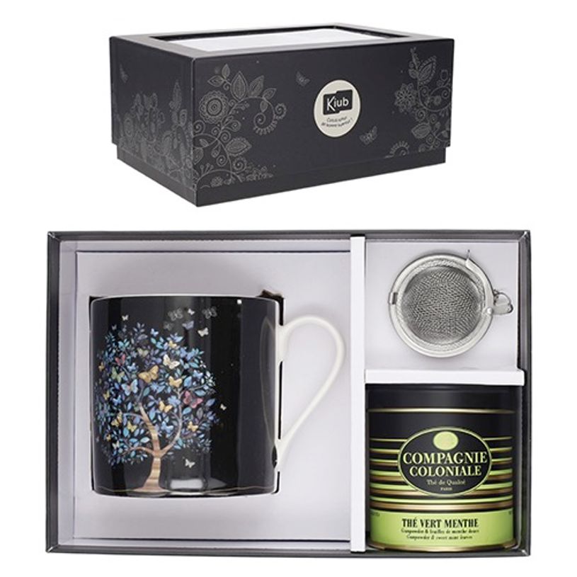 3701763901272-Kiub - Coffret Mug 280 ml avec Sous-Tasse - Porcelaine - Collection Bug Art - 8.1 x 7.7 x 11.7 cm - Disponible dans différ--0