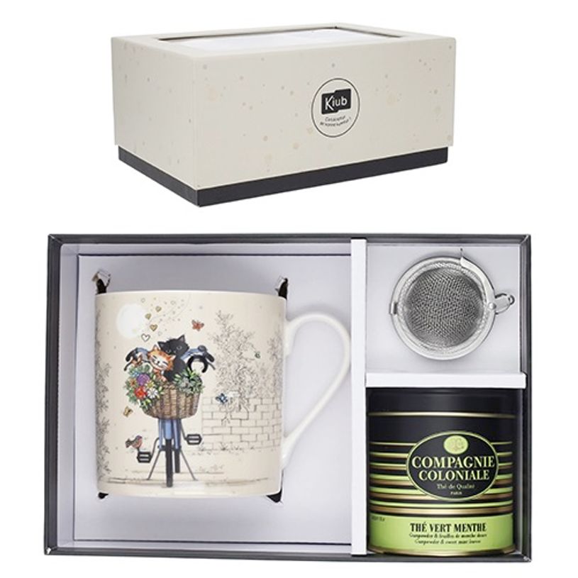 3701763901296-Kiub - Coffret Mug 280 ml avec Sous-Tasse - Porcelaine - Collection Bug Art - 8.1 x 7.7 x 11.7 cm - Disponible dans différ--0