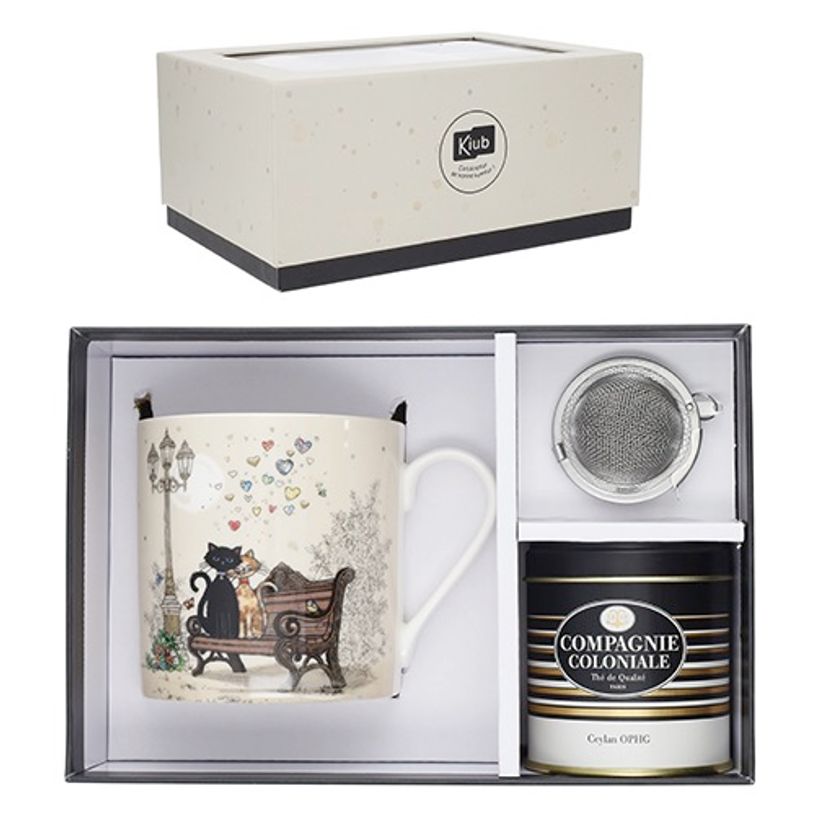 3701763901302-Kiub - Coffret Mug 280 ml avec Sous-Tasse - Porcelaine - Collection Bug Art - 8.1 x 7.7 x 11.7 cm - Disponible dans différ--0