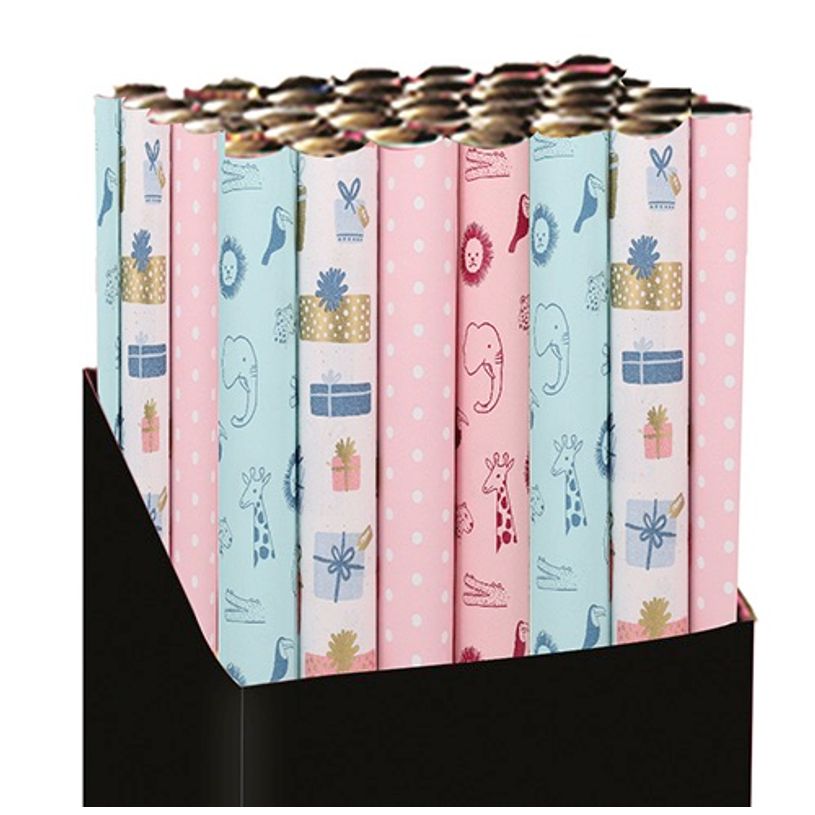 3700572762135-Kiub - Papier - Cadeau 2 mmotifs pastel rose bleu--0