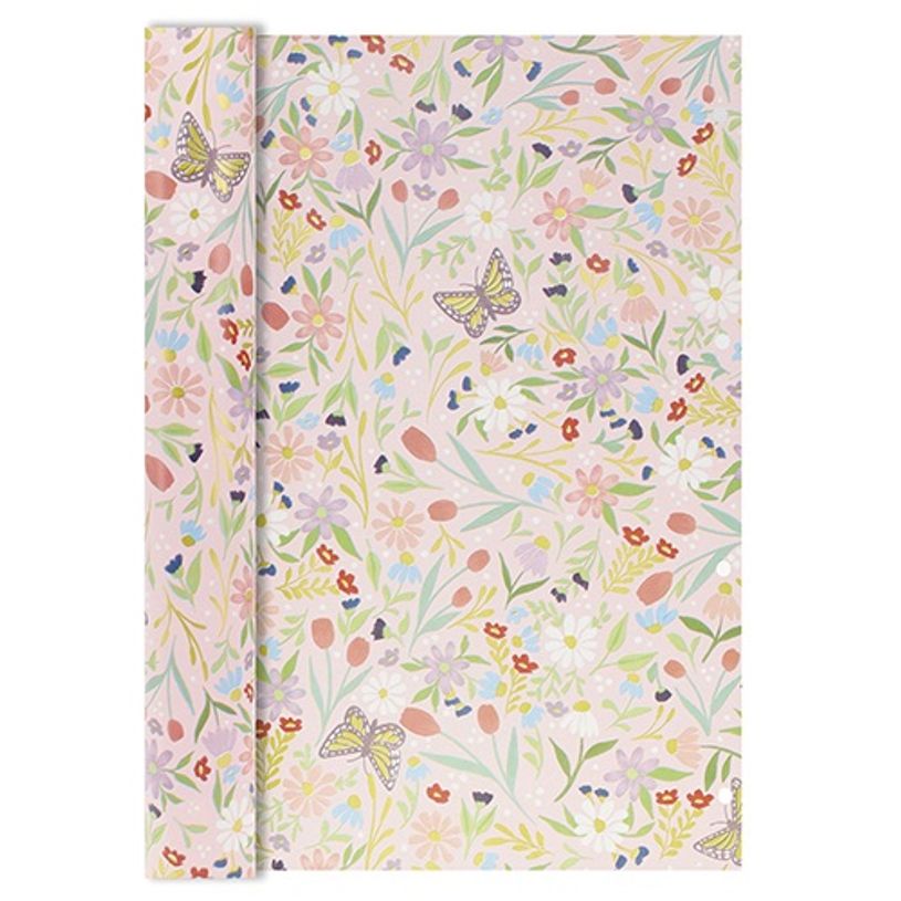 3700572799575-Kiub - Papier - Cadeau 3 m fleuris rose--0
