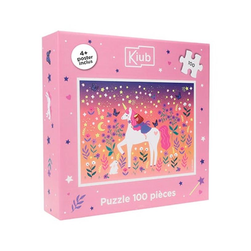 3700572809434-Kiub - Puzzle 100 pcs licorne 36x49 - Collection les petits--0