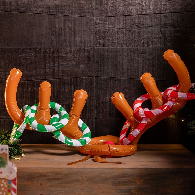 Jeu Lancer Anneaux Cerf Gonflable - Pour Noël, Piscine, Extérieur, Famille, Enfants/adultes