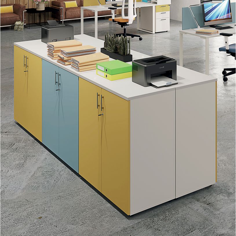 3253310161726-Armoire mi-haute IDRA/DUAL -  L80 x H102 x P47 - 2 portes - 2 tablettes métal DS - Corps alu - Portes et d--1