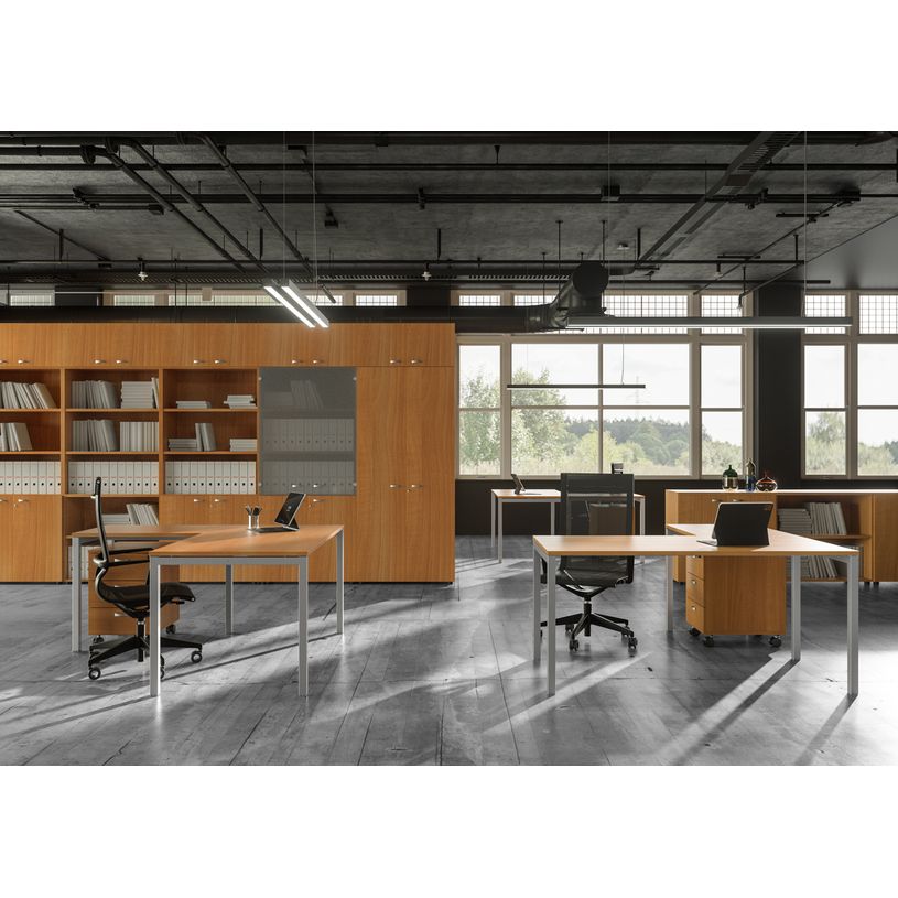 7331920001888-Retour direct pour Bureau Trend pieds métal arche - L80 - plateau imitation noyer clair--1