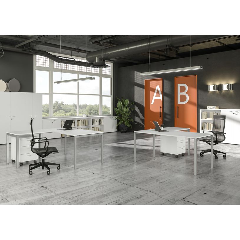 7331920001871-Retour direct pour Bureau Trend pieds métal arche - L80 - plateau blanc--1