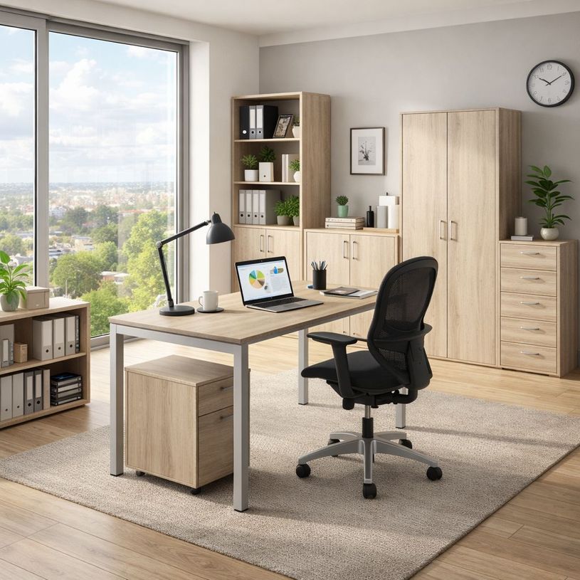 7331920004261-Caisson mobile Trend - L43xP52xH59,5 cm - 2 tiroirs dont 1 DS - imitation chêne canadien--1