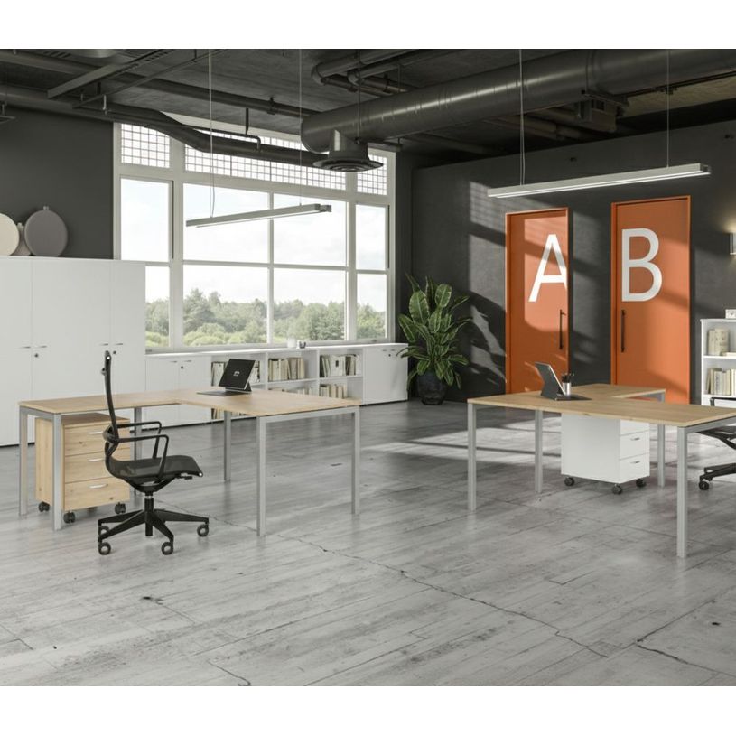 7331920016271-Retour direct pour Bureau Trend pieds métal arche - L80 - plateau imitation chêne canadien--1