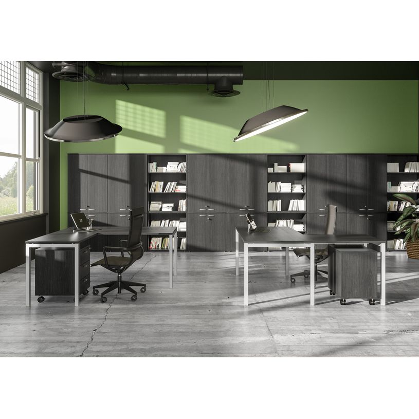 7331920001956-Retour direct pour Bureau Trend pieds métal arche - L120 - plateau imitation frêne noir--1