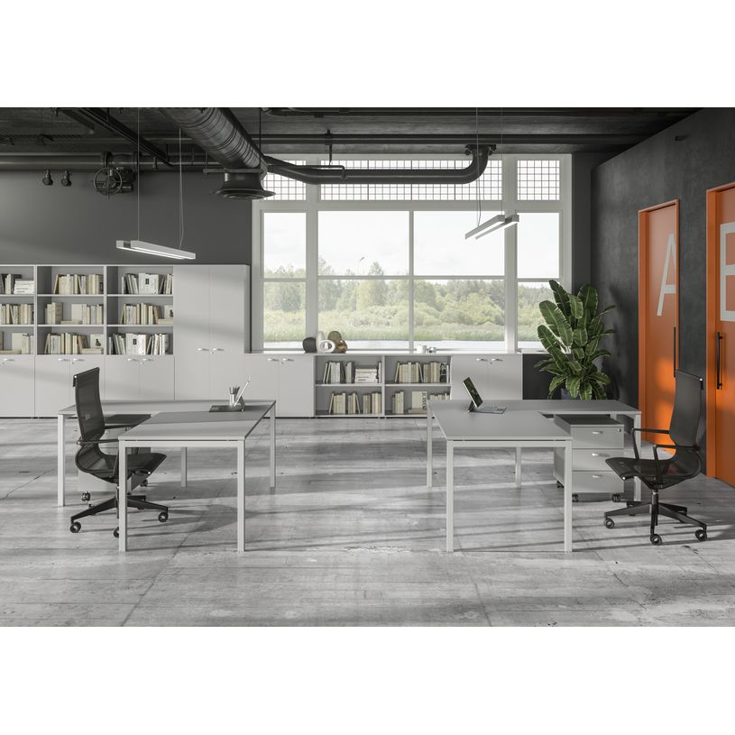 7331920001918-Retour direct pour Bureau Trend pieds métal arche - L80 - plateau gris--1