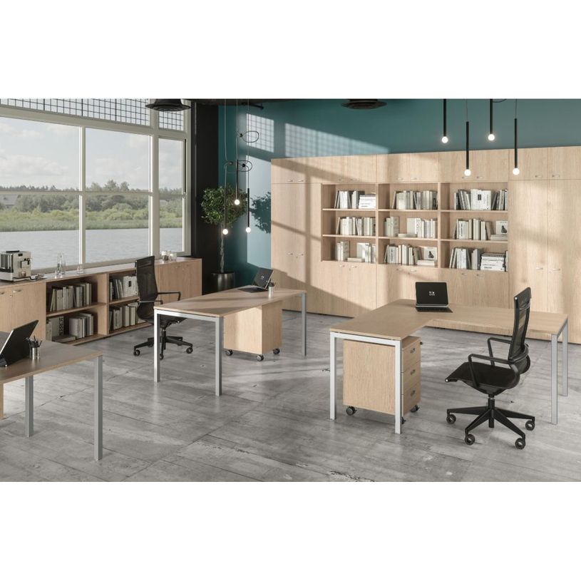 7331920001895-Retour direct pour Bureau Trend pieds métal arche - L80 - plateau imitation hêtre--1