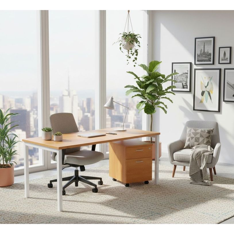 7331910003465-Caisson mobile Trend - L43xP52xH59,5 cm - 2 tiroirs dont 1 DS- imitation noyer clair--1