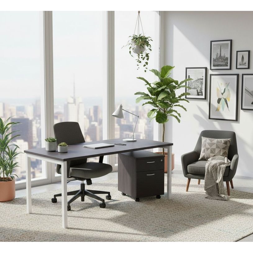 2999999002769-Caisson mobile Trend - L43xP52xH59,5 cm - 2 tiroirs dont 1 DS - imitation frêne noir--1