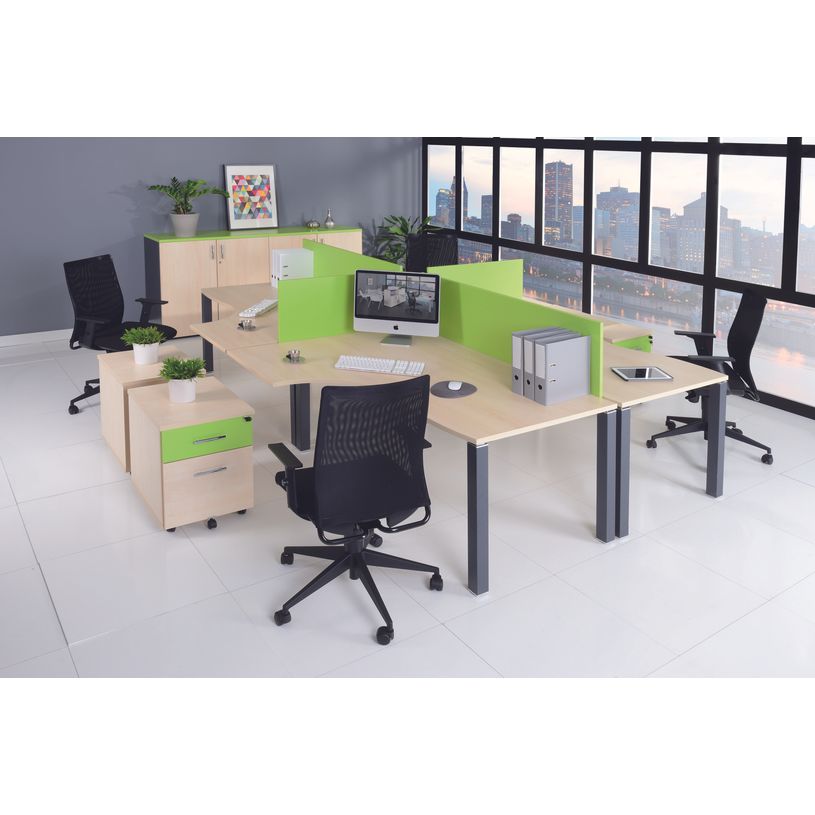 3253310164321-Bureau compact EXPRIM - L180 cm - Retour droite - Plateau imitation Hêtre - Pieds blanc (Pieds de renfort obligatoire à rajou--1