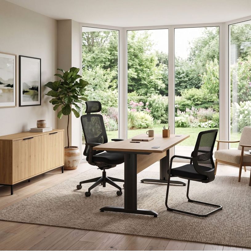 3483601225664-Bureau compact à droite JAZZ+ - L160 cm - Pieds métal - chêne du bocage--1