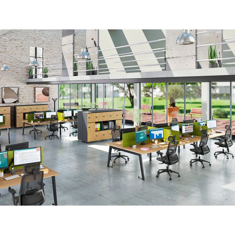 3253310163126-Bureau double STEELY - L160 cm - Elément suivant - Pieds carbone - plateau imitation Hêtre--1