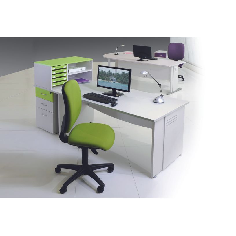 3253310174733-Bureau droit DUAL - L80 - Pieds Anthracite - plateau imitation Chêne clair--1