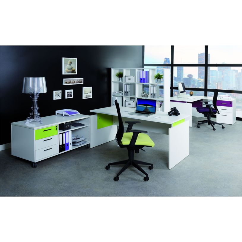 3253310371156-Bureau INEO JET UP Bureau Vallée - Réglable en hauteur - L140 x H74/78/82 x P80 cm - Pieds blanc - plateau blanc ---1